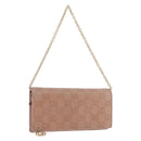 GUCCI GG Canvas Guccissima Chain Wallet Leather Beige Gold 224262 Auth bs35707-1