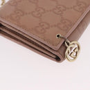 GUCCI GG Canvas Guccissima Chain Wallet Leather Beige Gold 224262 Auth bs35707-14