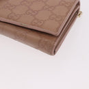 GUCCI GG Canvas Guccissima Chain Wallet Leather Beige Gold 224262 Auth bs35707-15