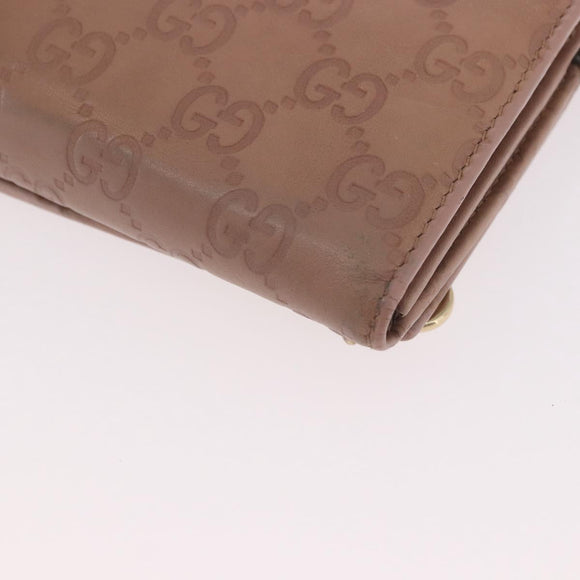 GUCCI GG Canvas Guccissima Chain Wallet Leather Beige Gold 224262 Auth bs35707