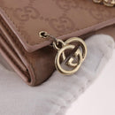 GUCCI GG Canvas Guccissima Chain Wallet Leather Beige Gold 224262 Auth bs35707-9