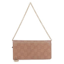 GUCCI GG Canvas Guccissima Chain Wallet Leather Beige Gold 224262 Auth bs35707-13