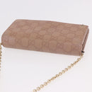 GUCCI GG Canvas Guccissima Chain Wallet Leather Beige Gold 224262 Auth bs35707-6