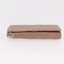 GUCCI GG Canvas Guccissima Chain Wallet Leather Beige Gold 224262 Auth bs35707-5