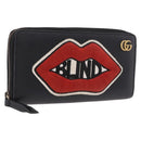 GUCCI GG Marmont Long Wallet Leather Black Gold 474584 Auth bs35713A-1