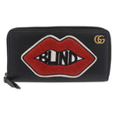 GUCCI GG Marmont Long Wallet Leather Black Gold 474584 Auth bs35713A-2