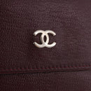 CHANEL Trifold Wallet Leather Bordeaux Gold CC Auth bs35714-17