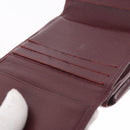 CHANEL Trifold Wallet Leather Bordeaux Gold CC Auth bs35714-20