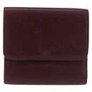 CHANEL Trifold Wallet Leather Bordeaux Gold CC Auth bs35714-2