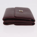 CHANEL Trifold Wallet Leather Bordeaux Gold CC Auth bs35714-3