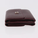 CHANEL Trifold Wallet Leather Bordeaux Gold CC Auth bs35714-4