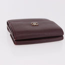 CHANEL Trifold Wallet Leather Bordeaux Gold CC Auth bs35714-5