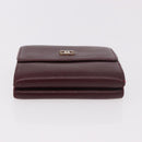 CHANEL Trifold Wallet Leather Bordeaux Gold CC Auth bs35714-6