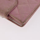 CHANEL Cambon Line Bifold Wallet Leather Pink Silver CC Auth bs35716-15