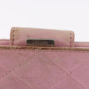 CHANEL Cambon Line Bifold Wallet Leather Pink Silver CC Auth bs35716-8
