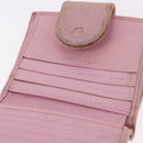 CHANEL Cambon Line Bifold Wallet Leather Pink Silver CC Auth bs35716-19
