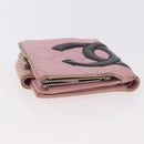 CHANEL Cambon Line Bifold Wallet Leather Pink Silver CC Auth bs35716-5