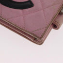 CHANEL Cambon Line Bifold Wallet Leather Pink Silver CC Auth bs35716-14