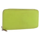 HERMES Azap Long Silk In Long Wallet Leather Green Silver Auth bs35717-1