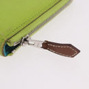 HERMES Azap Long Silk In Long Wallet Leather Green Silver Auth bs35717-8