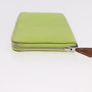 HERMES Azap Long Silk In Long Wallet Leather Green Silver Auth bs35717-4