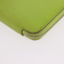 HERMES Azap Long Silk In Long Wallet Leather Green Silver Auth bs35717-14