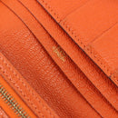 HERMES Bane Souffle Long Wallet Leather Orange Gold Auth bs35718-10