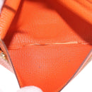 HERMES Bane Souffle Long Wallet Leather Orange Gold Auth bs35718-17