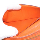 HERMES Bane Souffle Long Wallet Leather Orange Gold Auth bs35718-19
