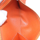 HERMES Bane Souffle Long Wallet Leather Orange Gold Auth bs35718-11