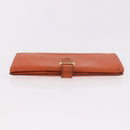 HERMES Bane Souffle Long Wallet Leather Orange Gold Auth bs35718-6