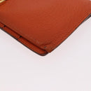 HERMES Bane Souffle Long Wallet Leather Orange Gold Auth bs35718-14