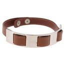 HERMES Armlet Leather Brown Silver Auth bs35719A-1