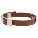 HERMES Armlet Leather Brown Silver Auth bs35719A-4