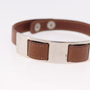 HERMES Armlet Leather Brown Silver Auth bs35719A-6