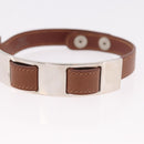 HERMES Armlet Leather Brown Silver Auth bs35719A-7