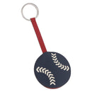 HERMES Baseball Key Ring Leather Navy Silver Auth bs35720V-1