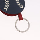 HERMES Baseball Key Ring Leather Navy Silver Auth bs35720V-14