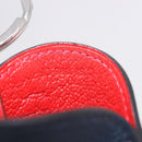 HERMES Baseball Key Ring Leather Navy Silver Auth bs35720V-12