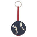 HERMES Baseball Key Ring Leather Navy Silver Auth bs35720V-13