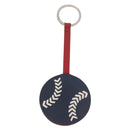 HERMES Baseball Key Ring Leather Navy Silver Auth bs35720V-2