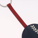 HERMES Baseball Key Ring Leather Navy Silver Auth bs35720V-4