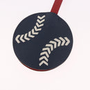 HERMES Baseball Key Ring Leather Navy Silver Auth bs35720V-6