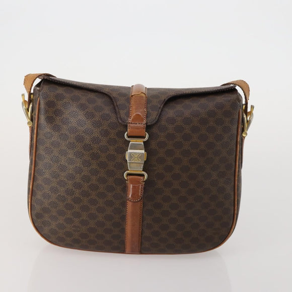 CELINE Macadam Canvas Shoulder Bag PVC Leather 4 Set 2way Brown Auth bs35722