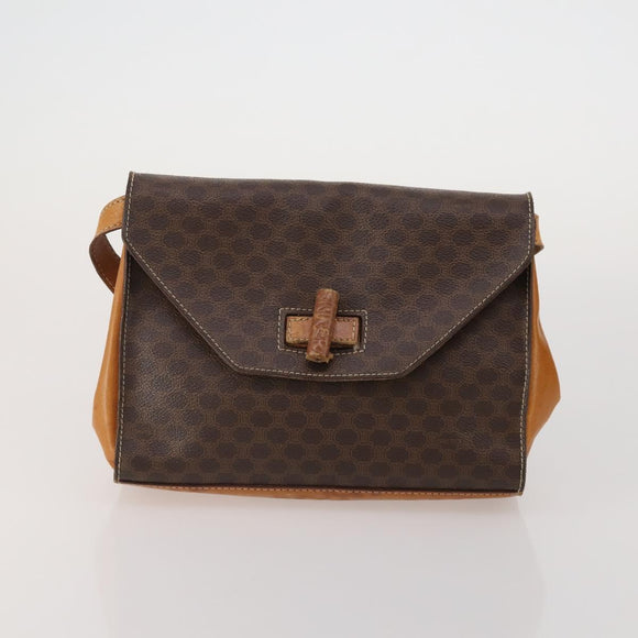 CELINE Macadam Canvas Shoulder Bag PVC Leather 4 Set 2way Brown Auth bs35722
