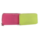HERMES Azap Long Wallet Leather 2 Set Pink Green Auth bs35723-1