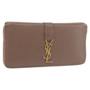 SAINT LAURENT Long Wallet Leather Brown Gold Auth bs35724-1