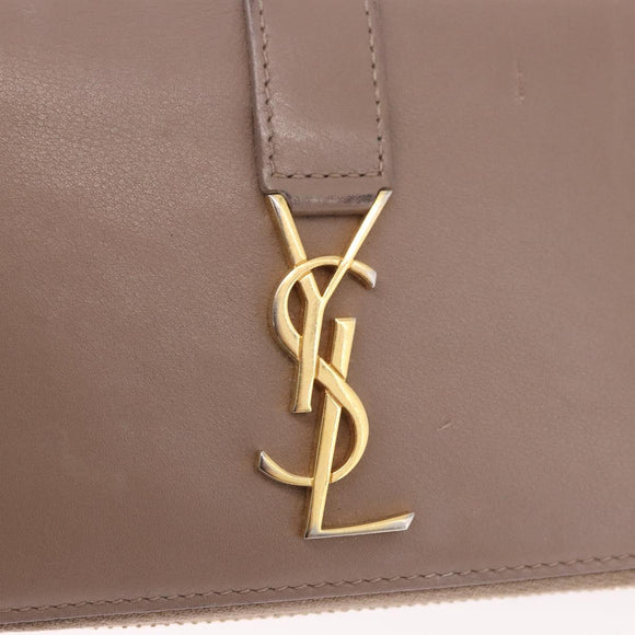 SAINT LAURENT Long Wallet Leather Brown Gold Auth bs35724
