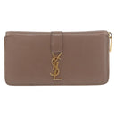 SAINT LAURENT Long Wallet Leather Brown Gold Auth bs35724-13