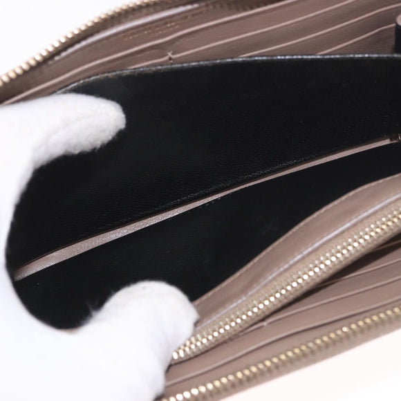 SAINT LAURENT Long Wallet Leather Brown Gold Auth bs35724